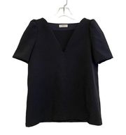 ba&sh V-neck Puff Short Sleeve Black Top‎ Blouse Size 0 French Office Dressy