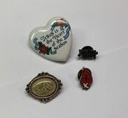 Lot Of 4 Costume Jewelry Brooches Pins Jesus / Christian / Religion - 2 Signed