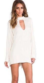 For Love & Lemons Keyhole Long Sleeve Tunic Mini Dress Ivory Cream Size Small