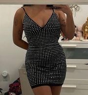 AKIRA Pretty and Classy Mini Dress Black Rhinestone