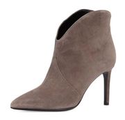 Saint Laurent Paris Road Gray Dipped Suede Heeled Ankle Bootie sz 38