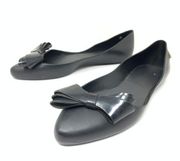 Melissa Women's Shoes Size 7 Pointed Toe Bow Flats Black Rubber Slip On