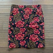 PREMISE Red Rose Pencil Skirt Size 12