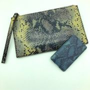 Aimee Kestenberg Leather Snake Print Wristlet with Coordinating Power Bank