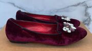 women’s crystal-embellished velvet smoking slippers flats IT 38