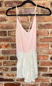 Poetry Pink Cream Lace Sleeveless Criss-Cross Romper Women's Size Small