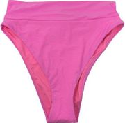 Aerie Size M High Cut Cheeky Bikini Bottom Hot Pink Wide Waistband Beach NEW