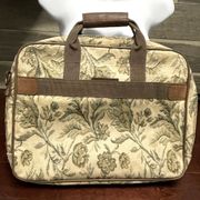 Vintage  Tapestry Messenger / Laptop Bag Cream Brown and Green Floral