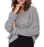 Free People Moonbeam Sweater in Gray Oversized Ribbed V-neckline Size Medium