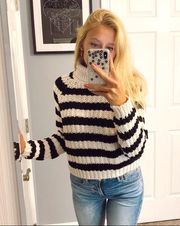 Forever21 black & white stripe turtleneck sweater