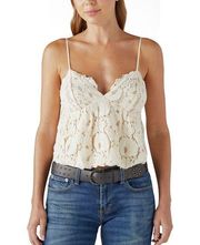 NWT Lucky Brand Lace Babydoll Tank Top Ivory Adjustable Strap Lined Womens XL