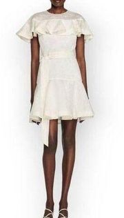 Sandro Majorque Ruffle-Trim Linen-Blend mini Dress White/ivory