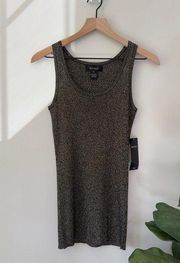 NWT Karen Kane Sparkly Tight Knit Tank Top Sleeveless Rayon Polyester Metallic M