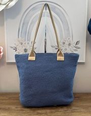 The Sak Elliott Lucca Blue and Tan Hand Crochet Tote