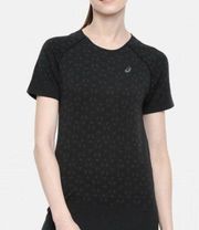 Asics Black Printer Seamless Short Sleeves Yoga Athletic Shirt Medium