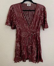 Show Me Your Mumu Leslie Mini Wrap Dress burgundy Size M