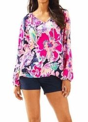 Lilly Pulitzer Willa Top in Bright Navy Tipping Point Size Small