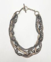 KENNETH COLE REACTION Necklace Mixed Chain Bead Gold & Silver Toggle Jewelry