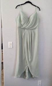 AW Bridal Tulip High Low Spaghetti Strap Bridesmaid Prom Dress, Sage Green, 12