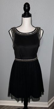 Sleeveless Black Beaded Formal Cocktail Mini Dress Size 5