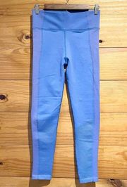 Aerie  Offline Blue and Pink Textured 7/8 High Rise Activewear Leggings Medium