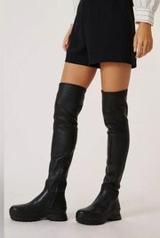 Loeffler Randall Irma Black Over-The-Knee‎ Platform Leather Boot