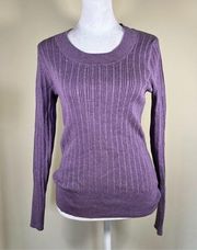 Lavender Ribbed Scoop Neck Sweater - Size Small