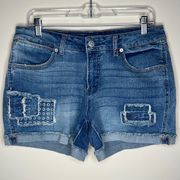 time and tru jean shorts size 12 midi medium wash casual patchwork summer