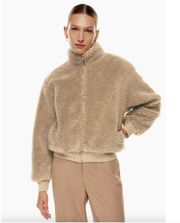 Babaton Aritzia Antic Sherpa Bomber Jacket in Gold Camel Teddy Small