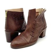 Journee Collection Ulima Leather Block Heel Bootie Walnut Brown Women’s Size 6