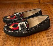 8 // Nature Breeze New Black Southwestern Bling Buckle Flat Loafer Shoes