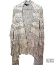 Romeo & Juliet Couture Neutral Beige Cardigan Open Shawl Fringe Women’s M