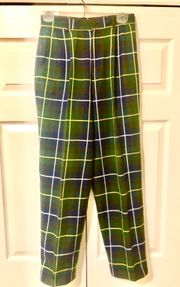 Vintage   80s Women  Ralph Lauren Pants Plaid Patch Cotton Preppy Size 6