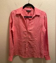 Brooks Brothers "346" Red/Pink Linen Button Down Shirt Size 6