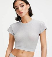 Good American Sparkle Metallic Crop Top Silver Size 1 Small GA3