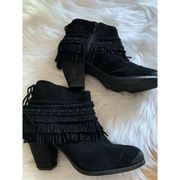 Fringe suede, black booties size 8 new