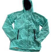 Vineyard Vines Jacket Womens XX Small Blue Green Zip Hooded Fleece Lined Nylon
