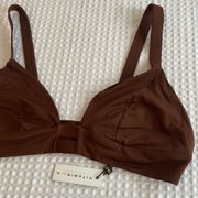 VITAMIN A NEUTRA Triangle Bralette Bikini Top Size L 14DD Chocolate Brown NEW!