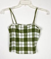 Justify Green & White Plaid Cropped Tube Tank Top