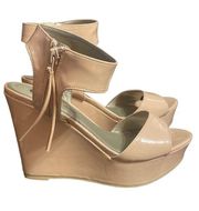 MICHAEL ANTONIO PATENT NUDE WEDGES