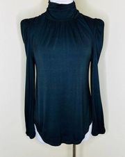 Adyson Parker Mock Neck Top MEDIUM Black Long Sleeve Jersey Knit Minimalist Chic