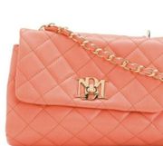 Orange Coral Quilted Puffy Pearl Messenger Purse Crossbody Bag