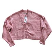 Ugg Nyomi Cropped Cardigan Desert Coral Women’s Size Medium‎ Fuzzy Cozy Recycled