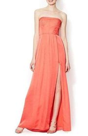 BCBGMAXAZRIA NWT  Enyas Strapless Fitted Bustier Slit Pink Coral Dress