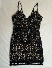 Luxxel black and nude lace Mini dress Size Medium Boutique Dress