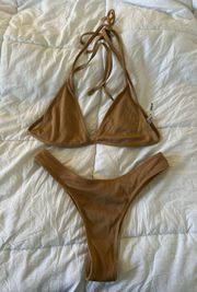 SheIn Ribbed Khaki Bikini