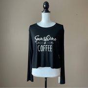 She & Sky  | Sunshine & Coffee Black Cropped Tee Sz L