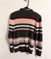 Karen Scott Multicolor Striped Turtleneck Sweater | M