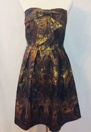 Anthropologie Eva Franco Metallic Gold Dress