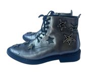 Coach Watts Leather Rhinestone Crystal Star Lace-Up Boots size 8.5